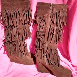Brown suede fringe Madden Girl boots